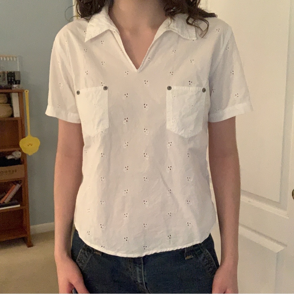 white eyelet top
